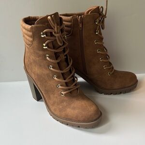 GBG Brown Lace-Up Ankle Boots